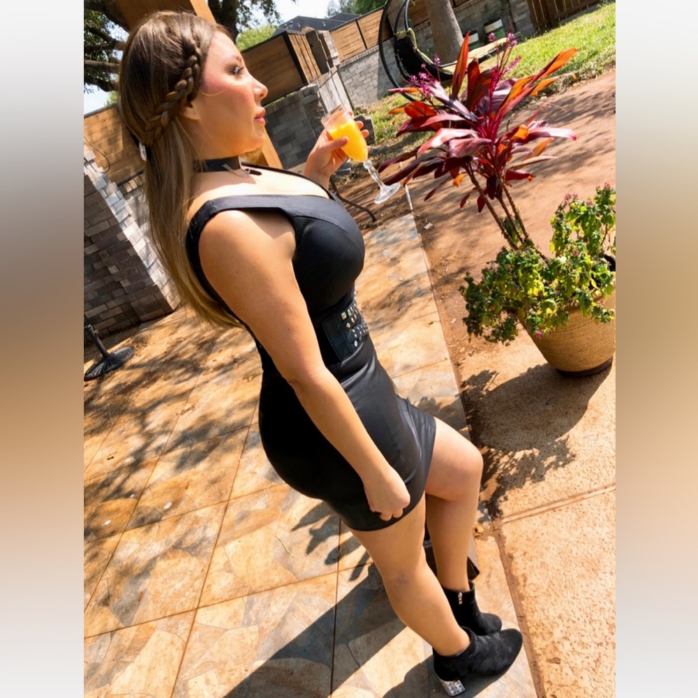Black leather dress